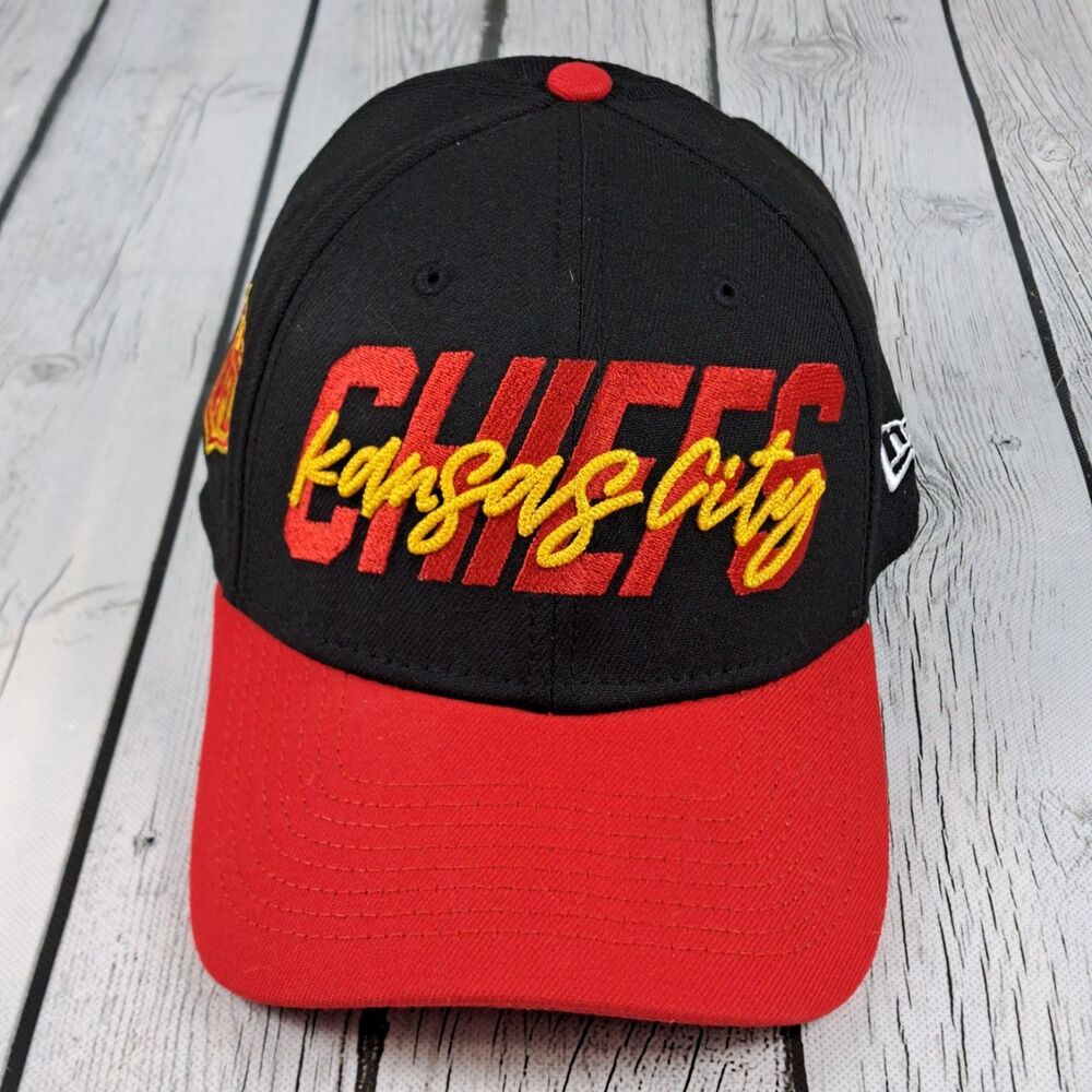Kansas City Chiefs Hat New Era 39Thirty Fitted Stretch Small-Medium Red Black